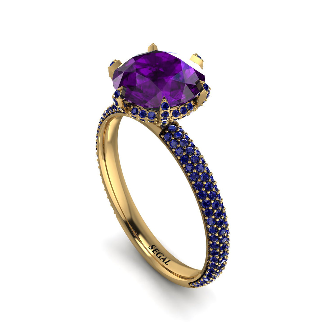 Hidden Halo Round Amethyst Engagement Ring - Ashley No. 313