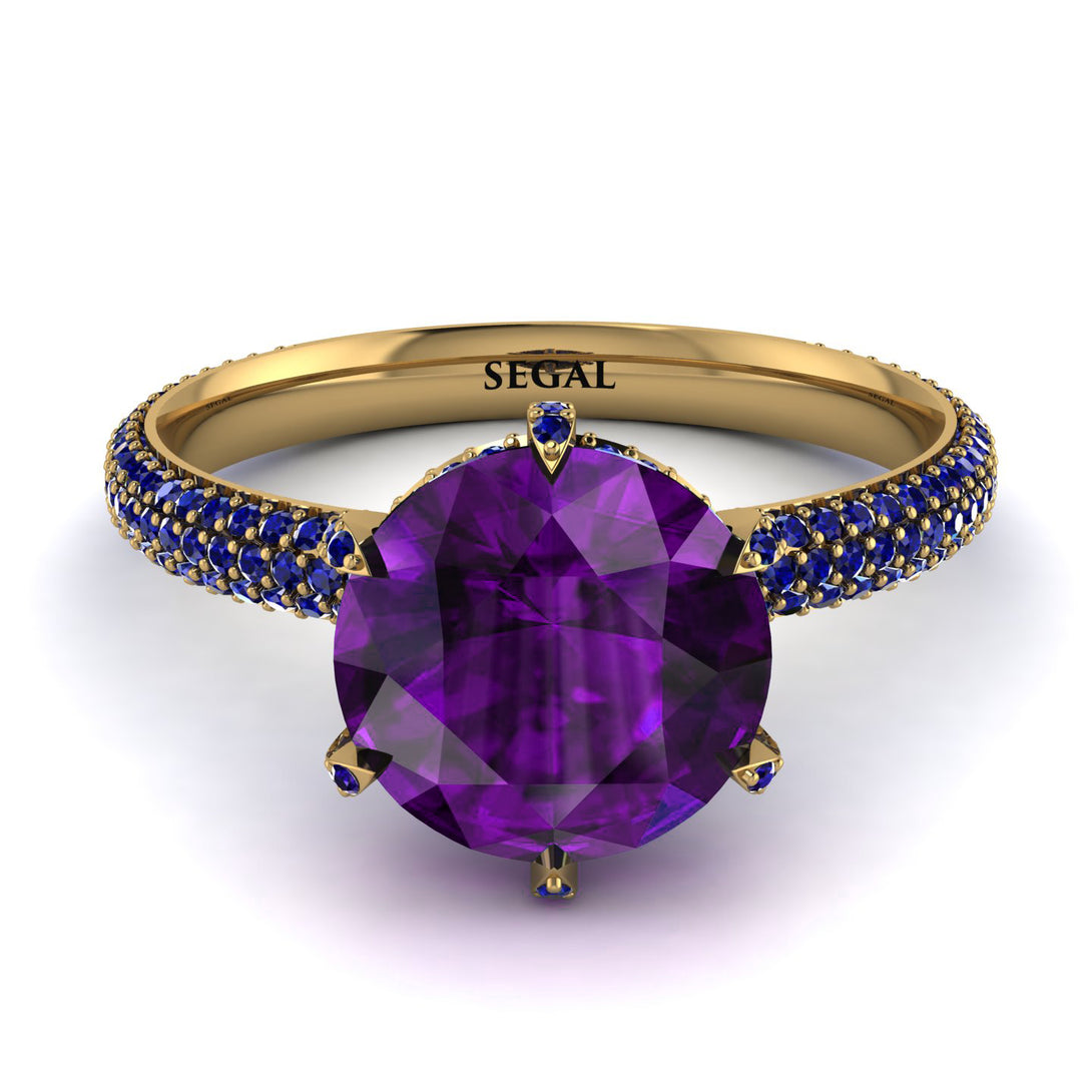 Hidden Halo Round Amethyst Engagement Ring - Ashley No. 313