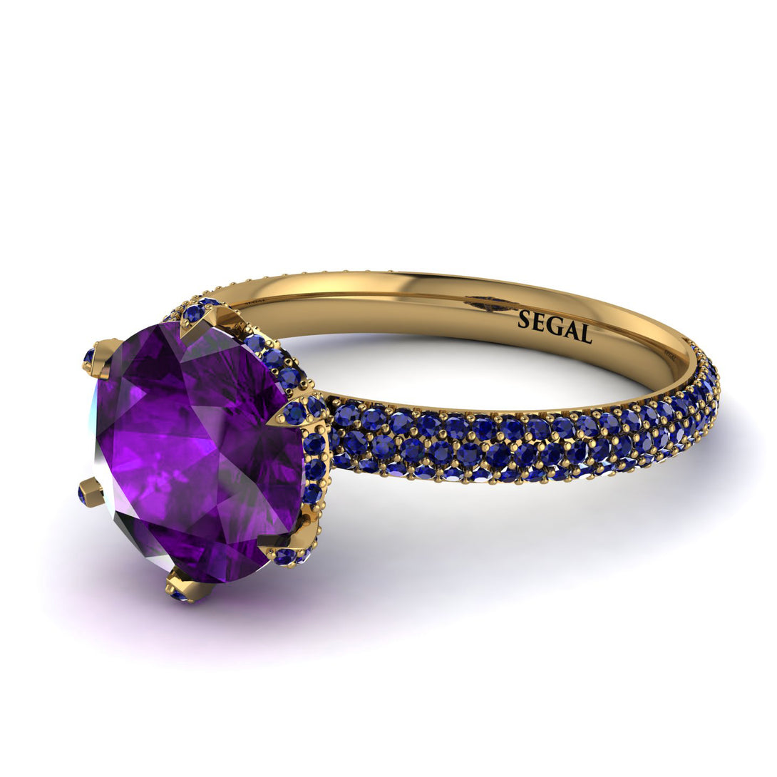 Hidden Halo Round Amethyst Engagement Ring - Ashley No. 313
