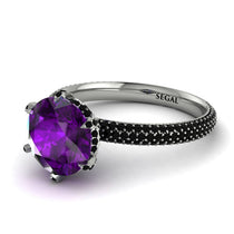 Hidden Halo Round Amethyst Engagement Ring - Ashley No. 309 image 1