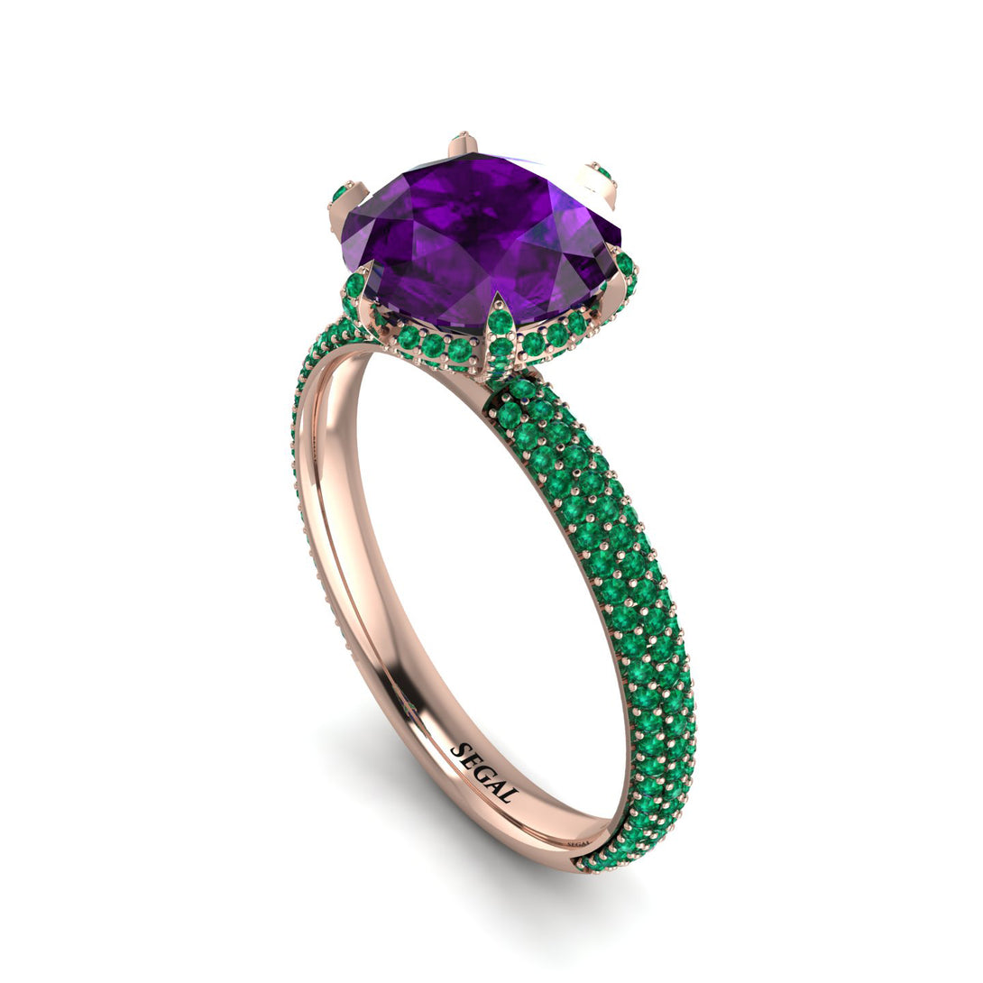 Hidden Halo Round Amethyst Engagement Ring - Ashley No. 305
