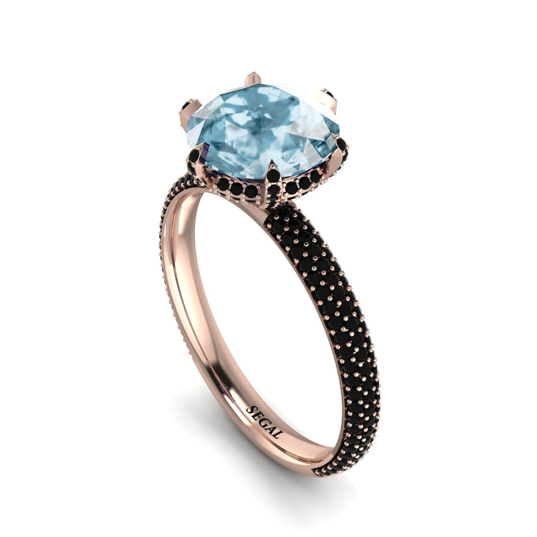 Hidden Halo Round Aquamarine Engagement Ring - Ashley No. 408