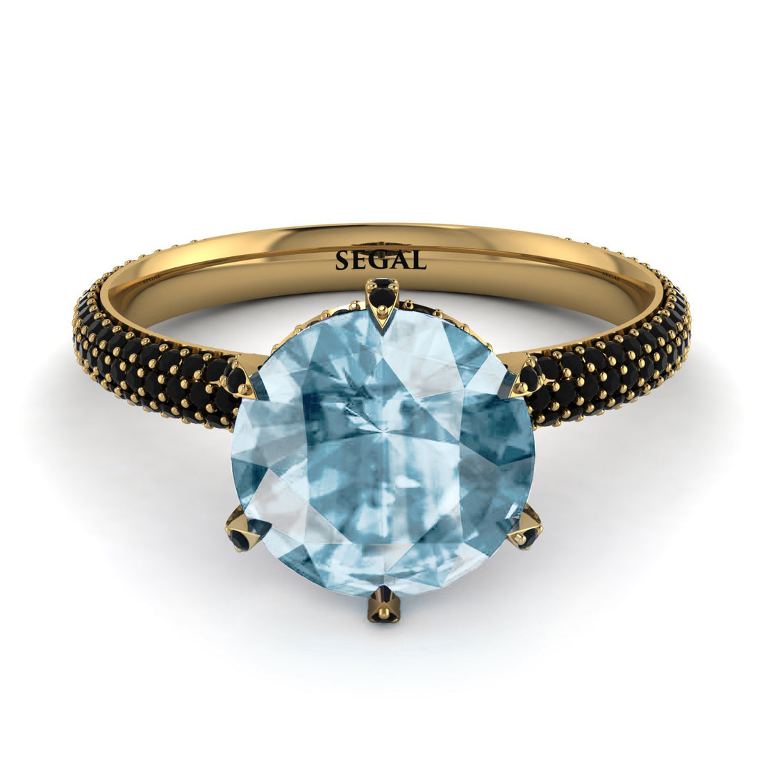 Hidden Halo Round Aquamarine Engagement Ring - Ashley No. 407
