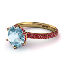 Hidden Halo Round Aquamarine Engagement Ring - Ashley No. 410 image 1