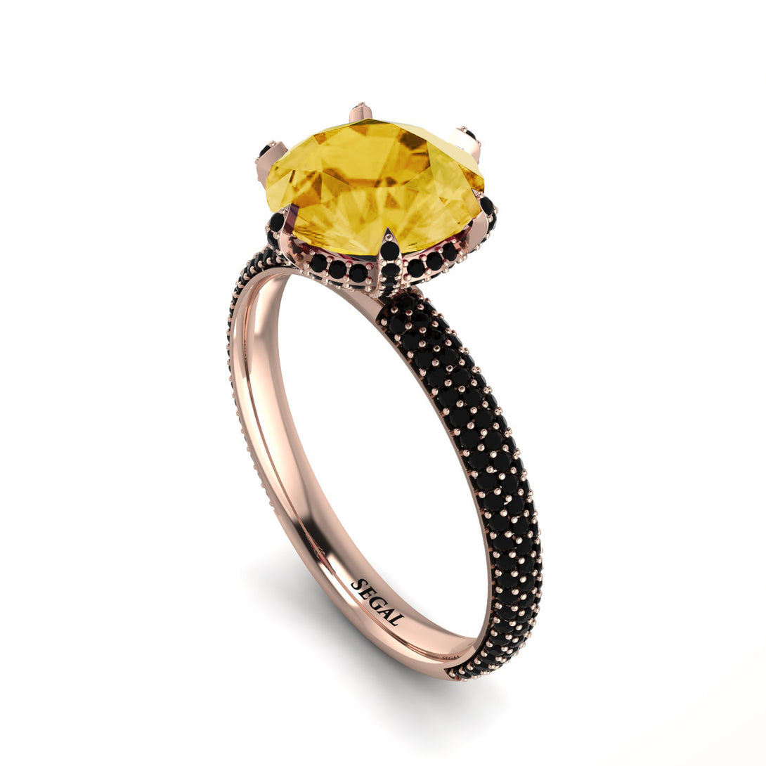 Hidden Halo Round Citrine Engagement Ring - Ashley No. 608