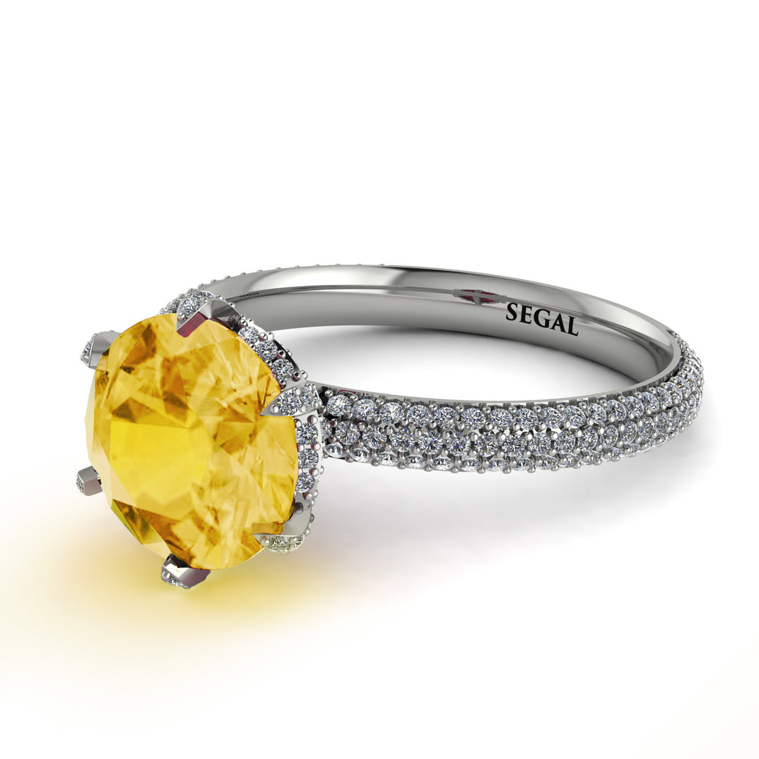 Hidden Halo Round Citrine Engagement Ring - Ashley No. 603