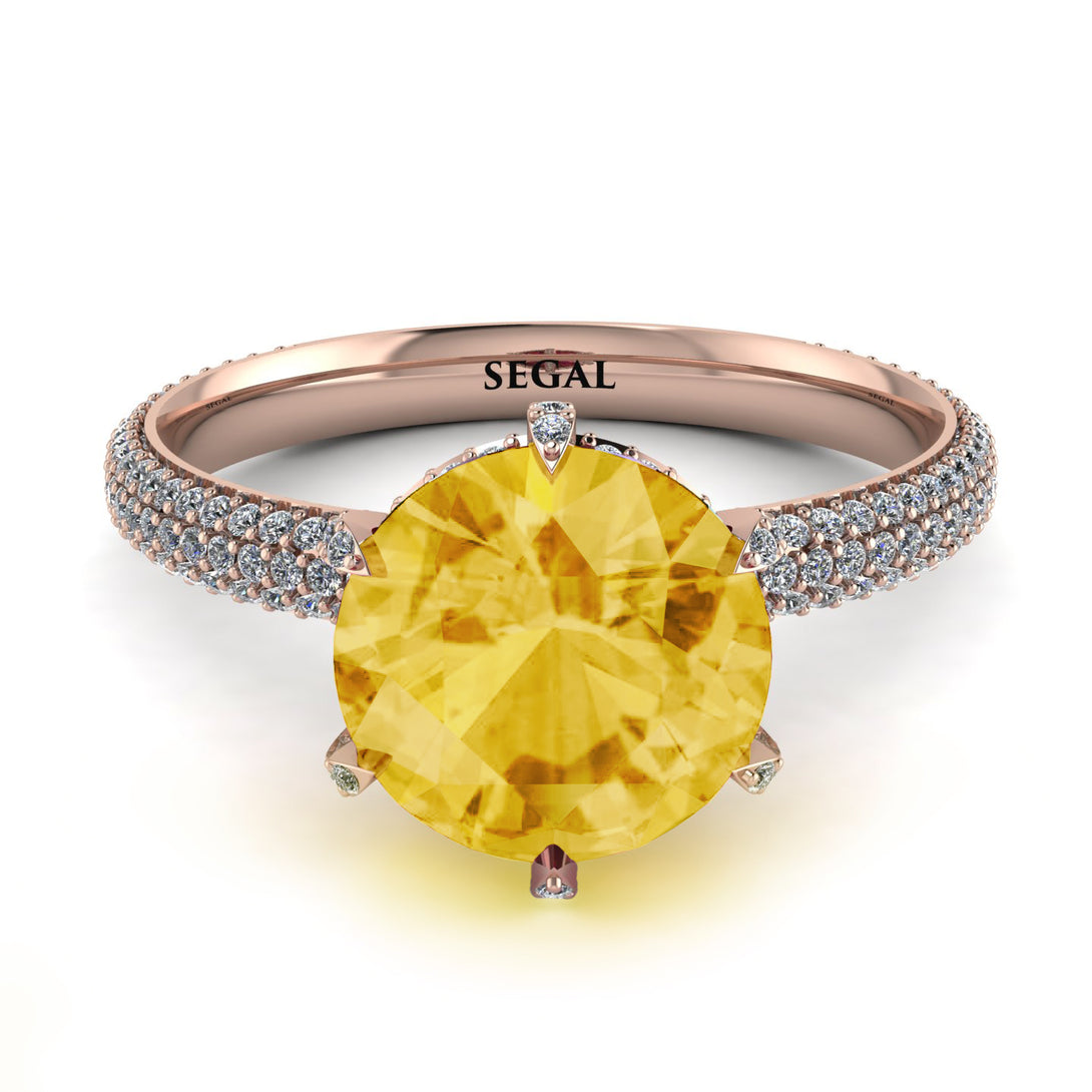 Hidden Halo Round Citrine Engagement Ring - Ashley No. 602