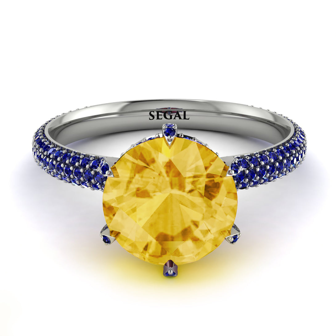 Hidden Halo Round Citrine Engagement Ring - Ashley No. 615