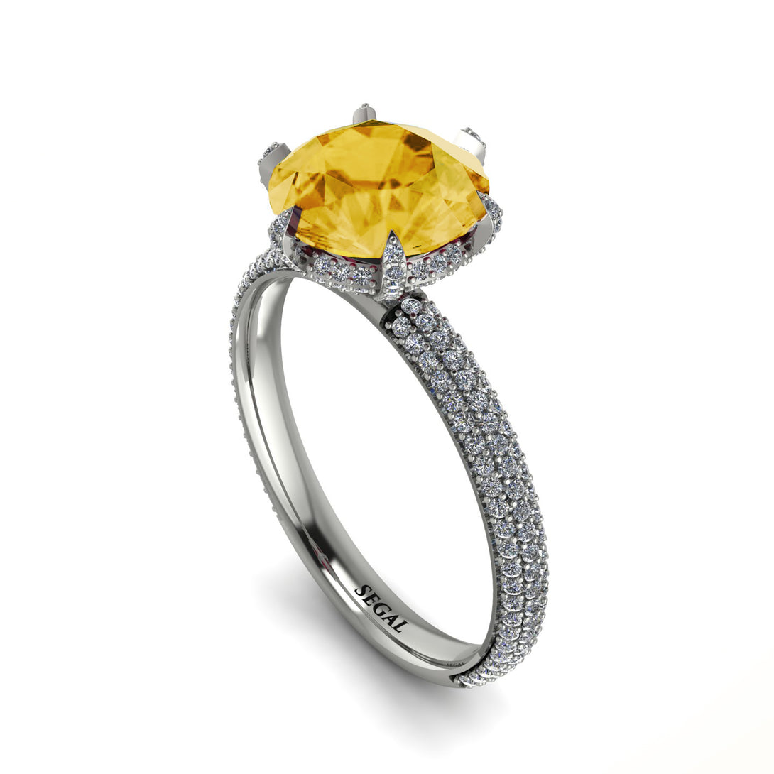 Hidden Halo Round Citrine Engagement Ring - Ashley No. 603