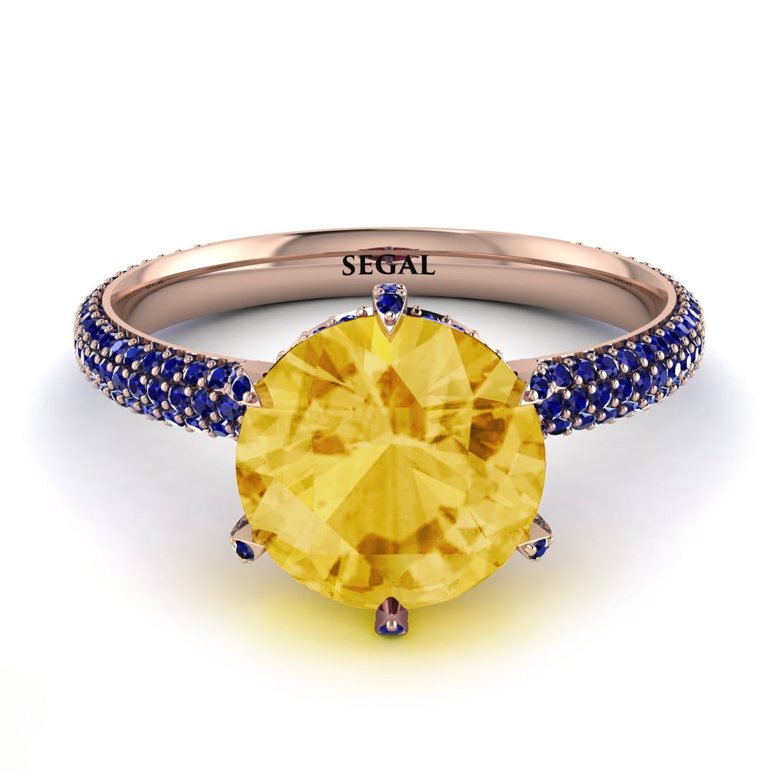 Hidden Halo Round Citrine Engagement Ring - Ashley No. 614