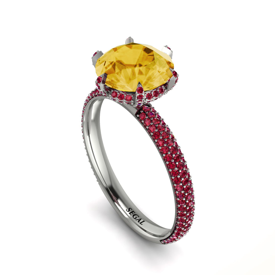 Hidden Halo Round Citrine Engagement Ring - Ashley No. 612
