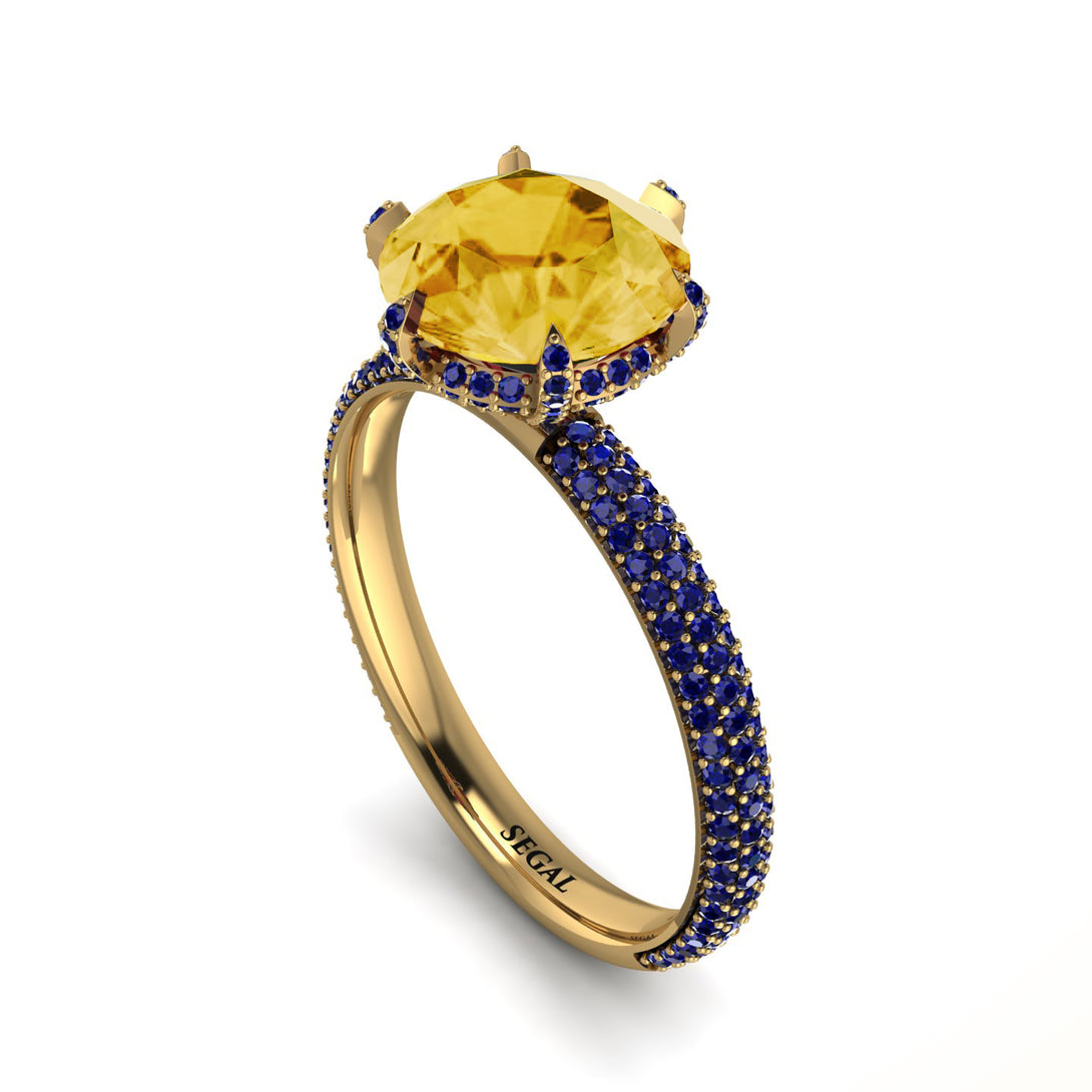 Hidden Halo Round Citrine Engagement Ring - Ashley No. 613