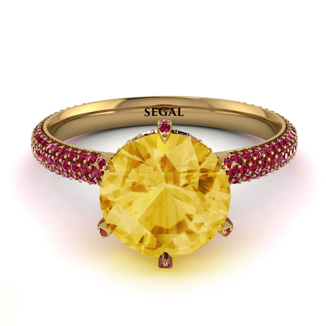 Hidden Halo Round Citrine Engagement Ring - Ashley No. 610