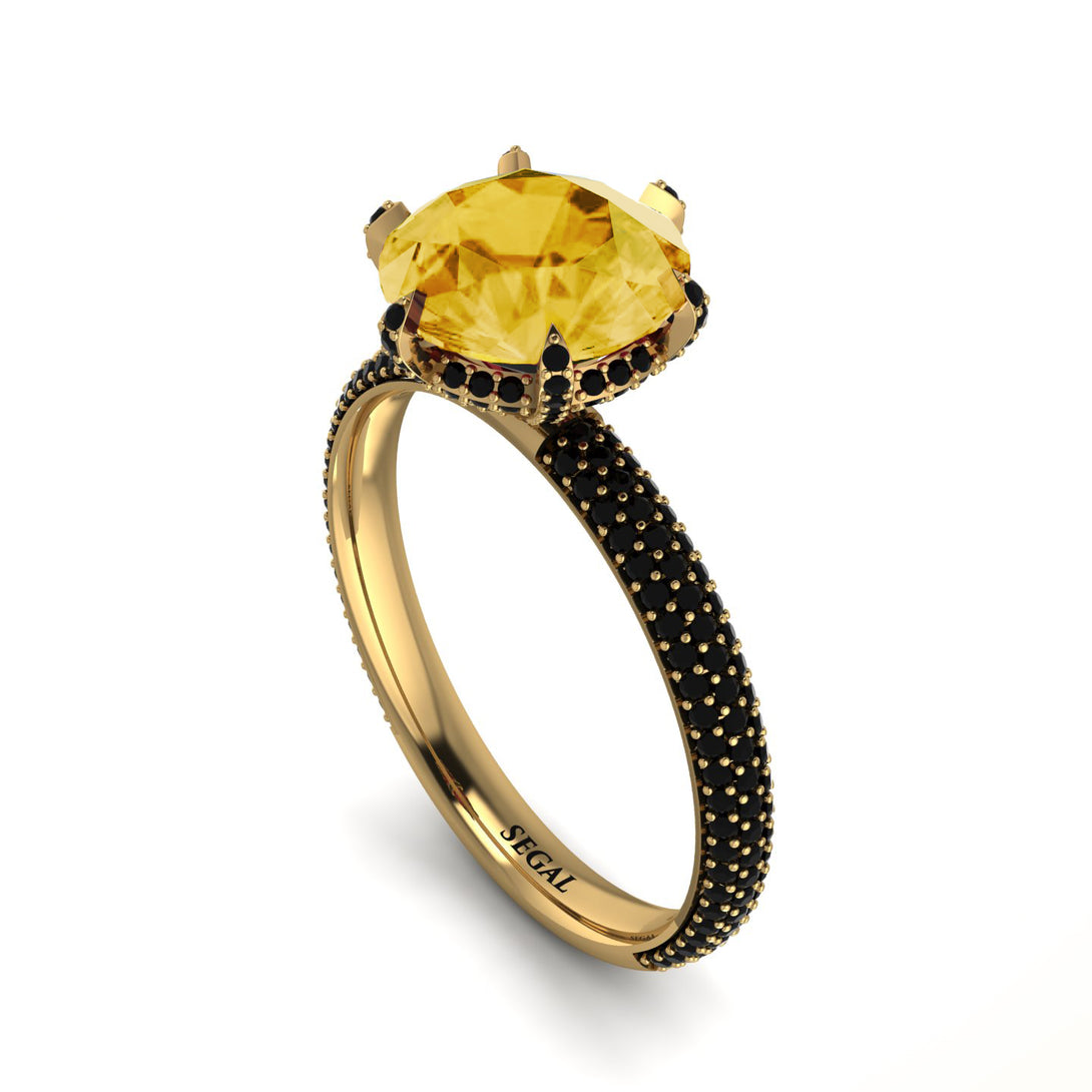 Hidden Halo Round Citrine Engagement Ring - Ashley No. 607