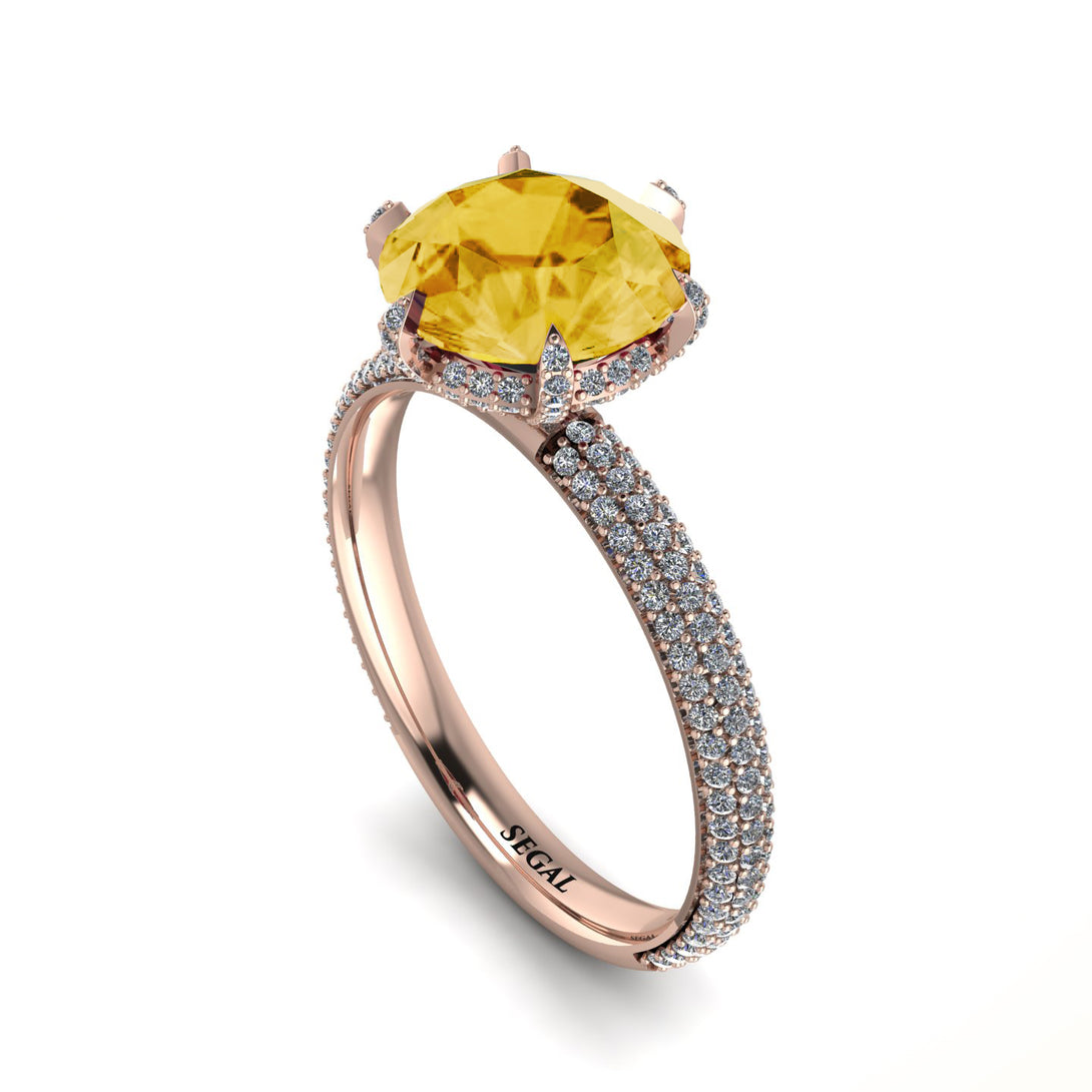 Hidden Halo Round Citrine Engagement Ring - Ashley No. 602