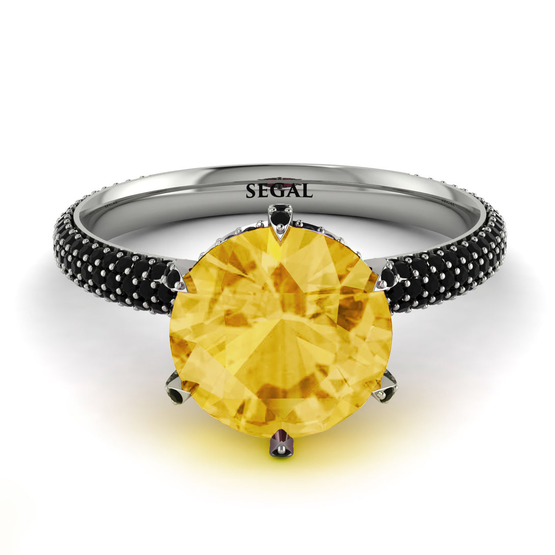Hidden Halo Round Citrine Engagement Ring - Ashley No. 609