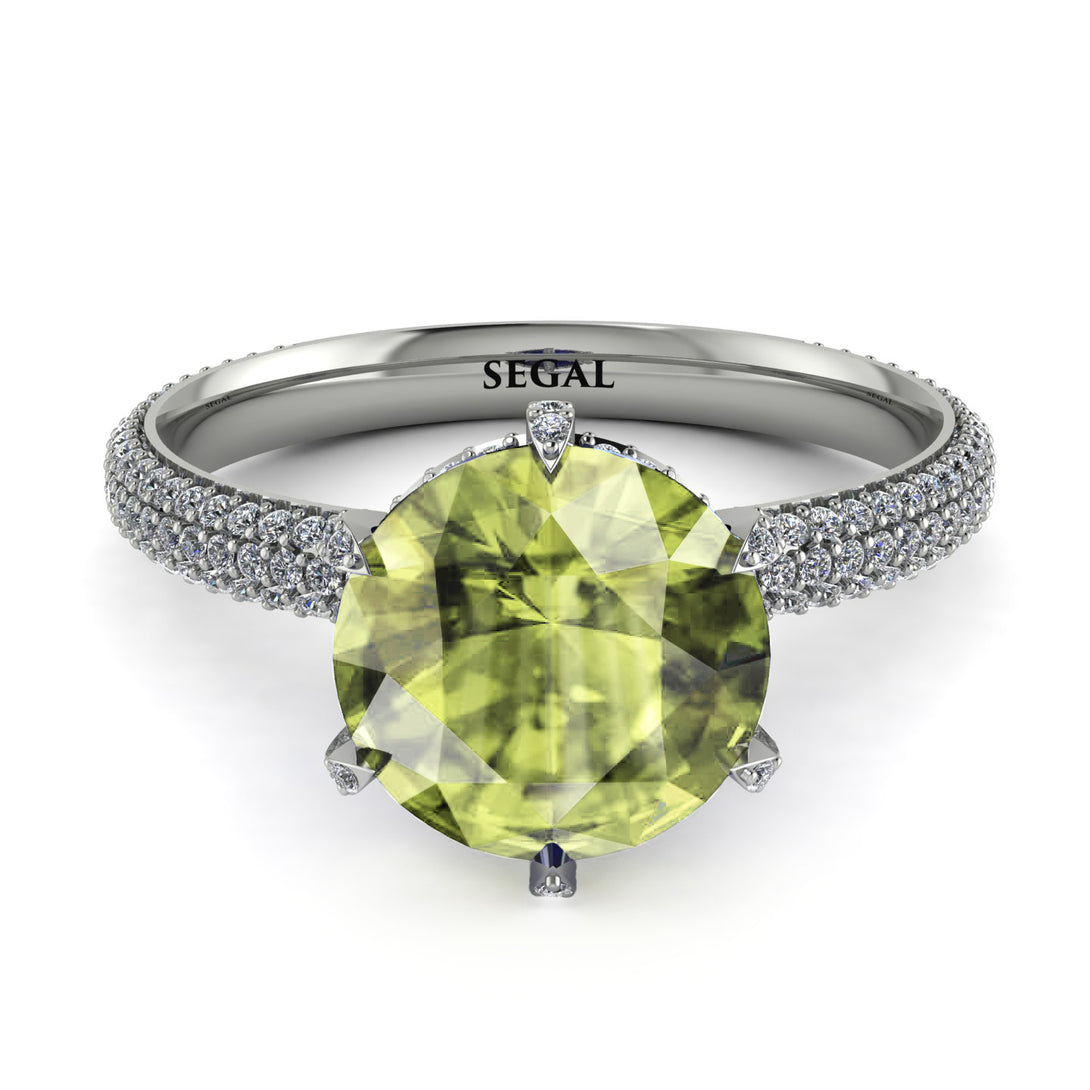 Hidden Halo Round Peridot Engagement Ring - Ashley No. 703