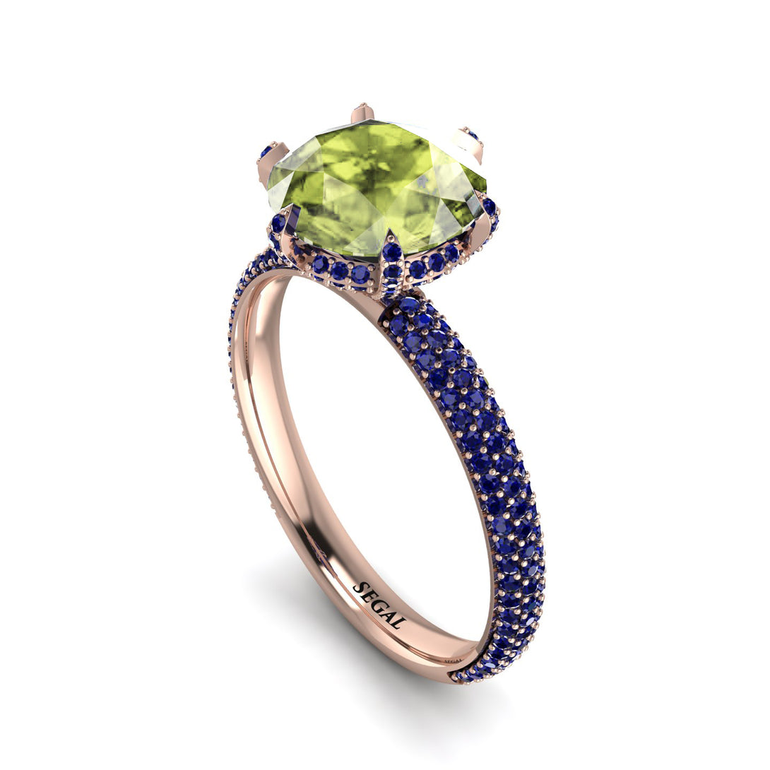 Hidden Halo Round Peridot Engagement Ring - Ashley No. 714