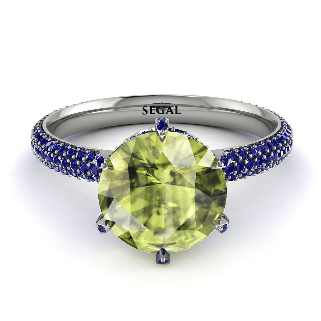 Hidden Halo Round Peridot Engagement Ring - Ashley No. 715