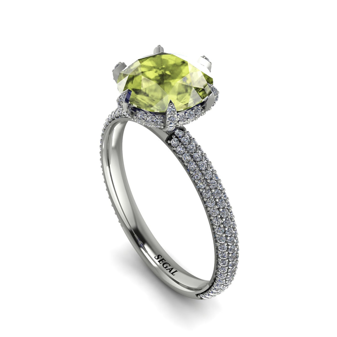 Hidden Halo Round Peridot Engagement Ring - Ashley No. 703
