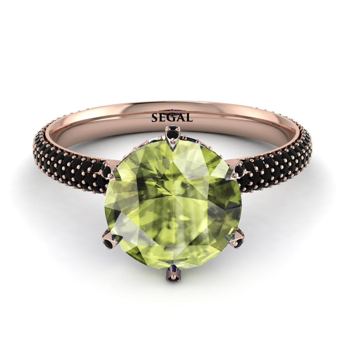 Hidden Halo Round Peridot Engagement Ring - Ashley No. 708