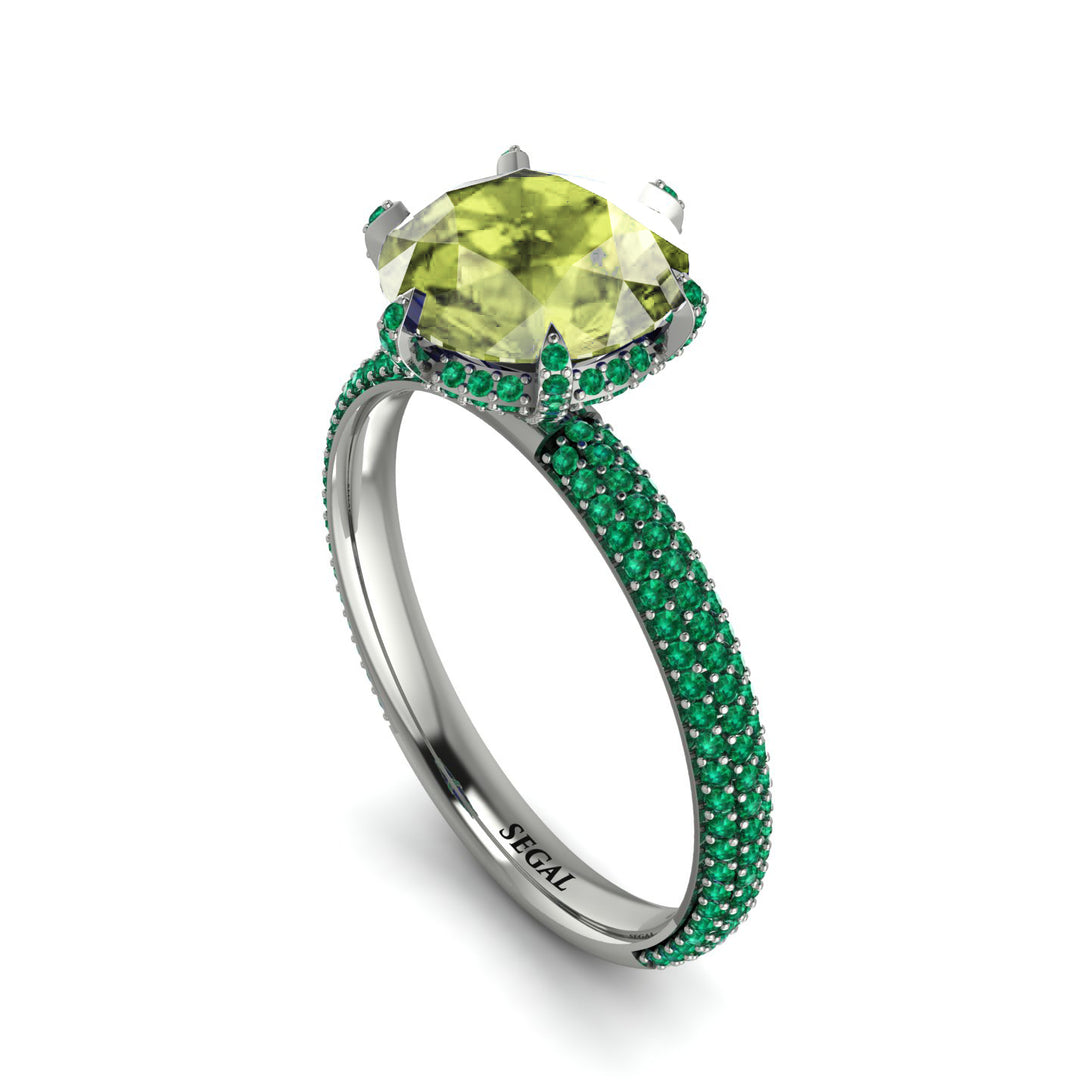 Hidden Halo Round Peridot Engagement Ring - Ashley No. 706