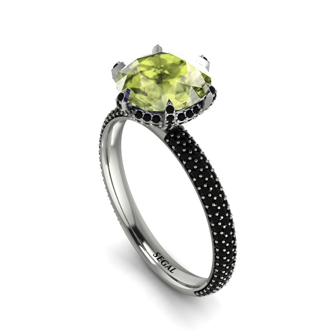Hidden Halo Round Peridot Engagement Ring - Ashley No. 709