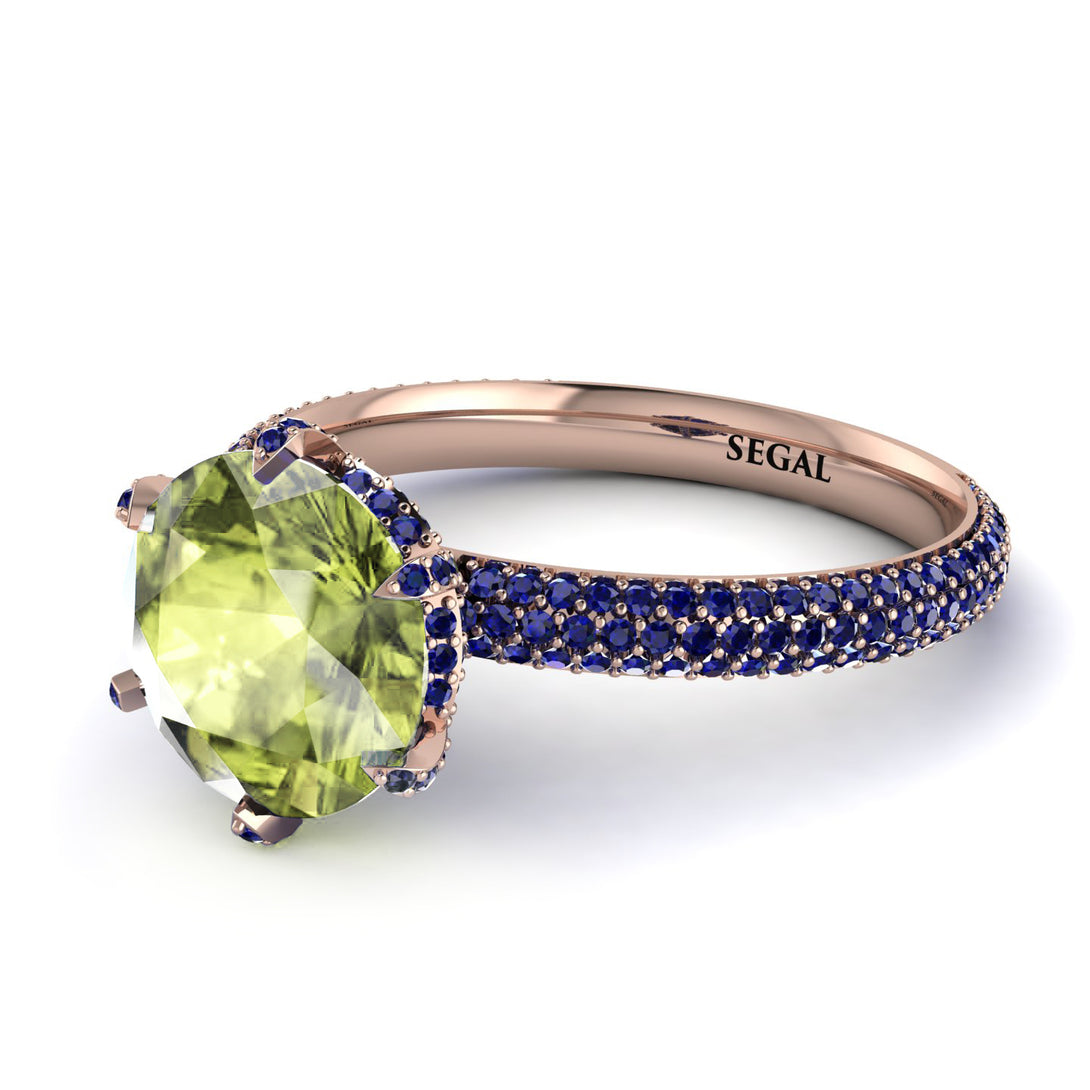 Hidden Halo Round Peridot Engagement Ring - Ashley No. 714