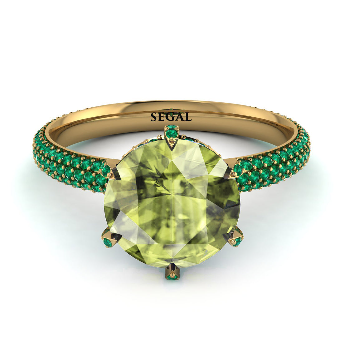 Hidden Halo Round Peridot Engagement Ring - Ashley No. 704