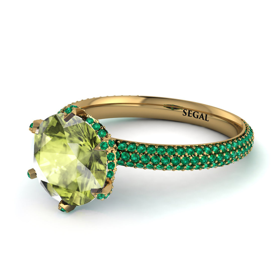 Hidden Halo Round Peridot Engagement Ring - Ashley No. 704