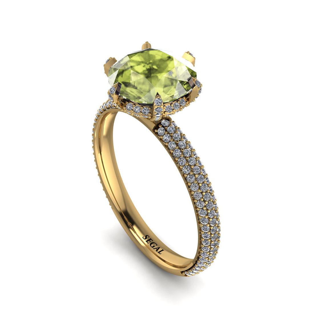 Hidden Halo Round Peridot Engagement Ring - Ashley No. 701