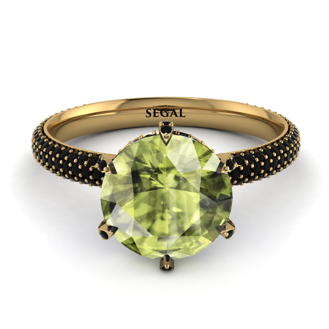 Hidden Halo Round Peridot Engagement Ring - Ashley No. 707