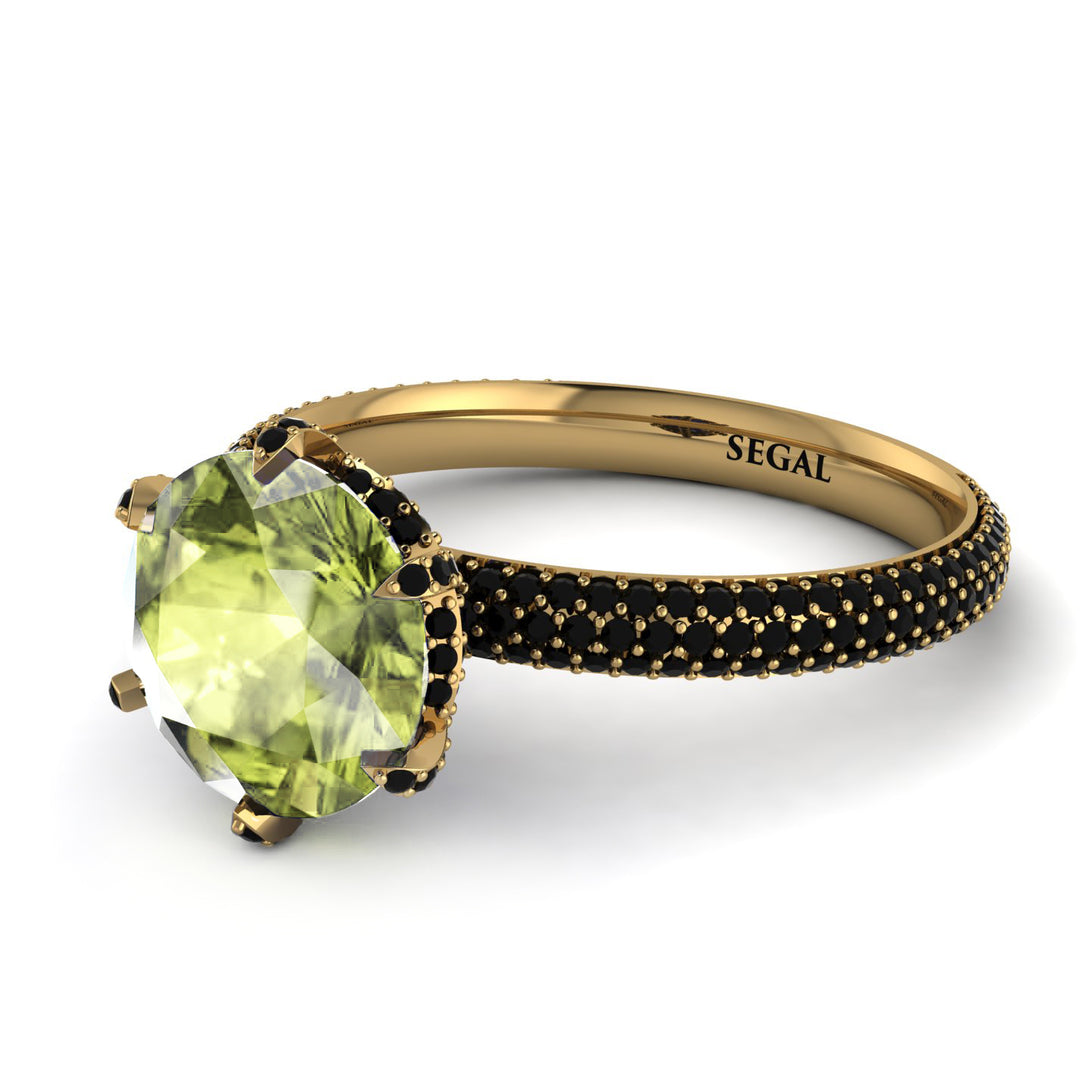 Hidden Halo Round Peridot Engagement Ring - Ashley No. 707