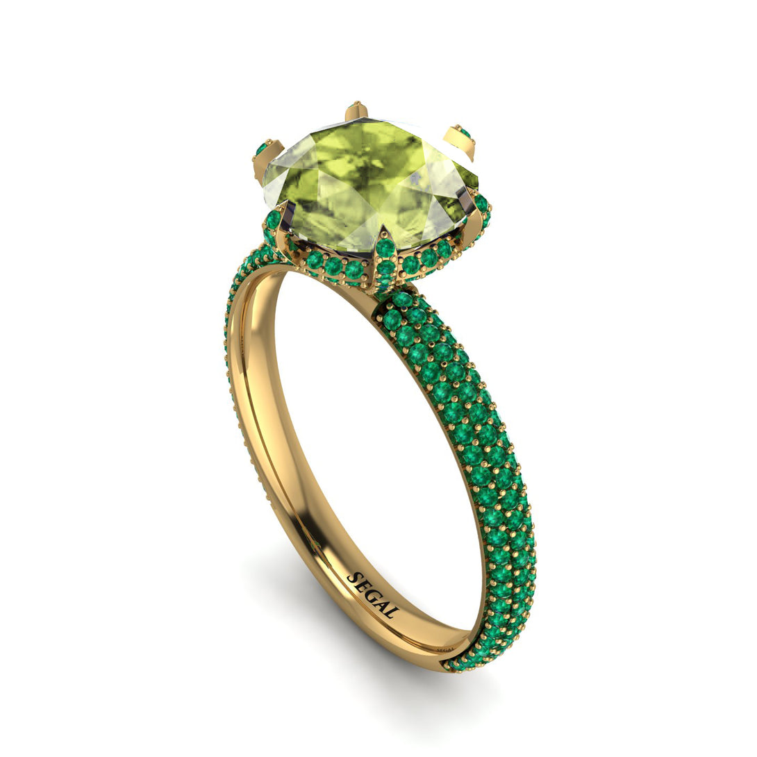 Hidden Halo Round Peridot Engagement Ring - Ashley No. 704