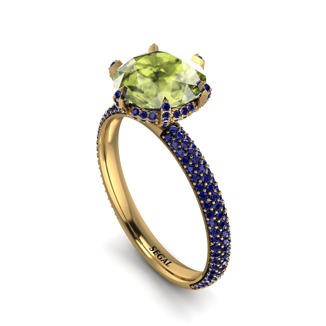 Hidden Halo Round Peridot Engagement Ring - Ashley No. 713