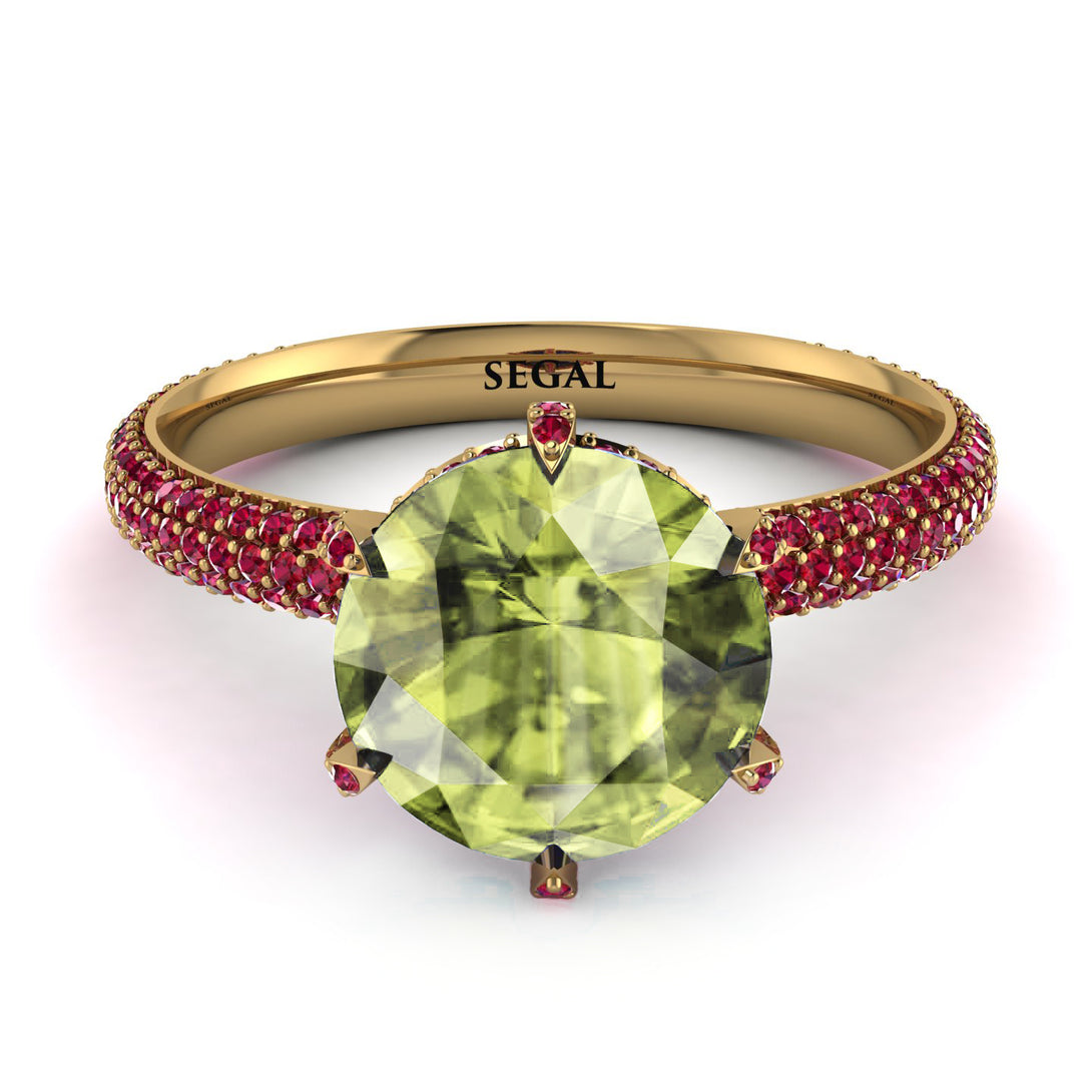 Hidden Halo Round Peridot Engagement Ring - Ashley No. 710
