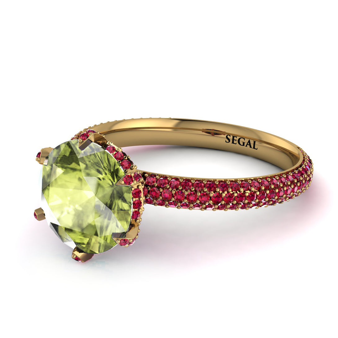Hidden Halo Round Peridot Engagement Ring - Ashley No. 710