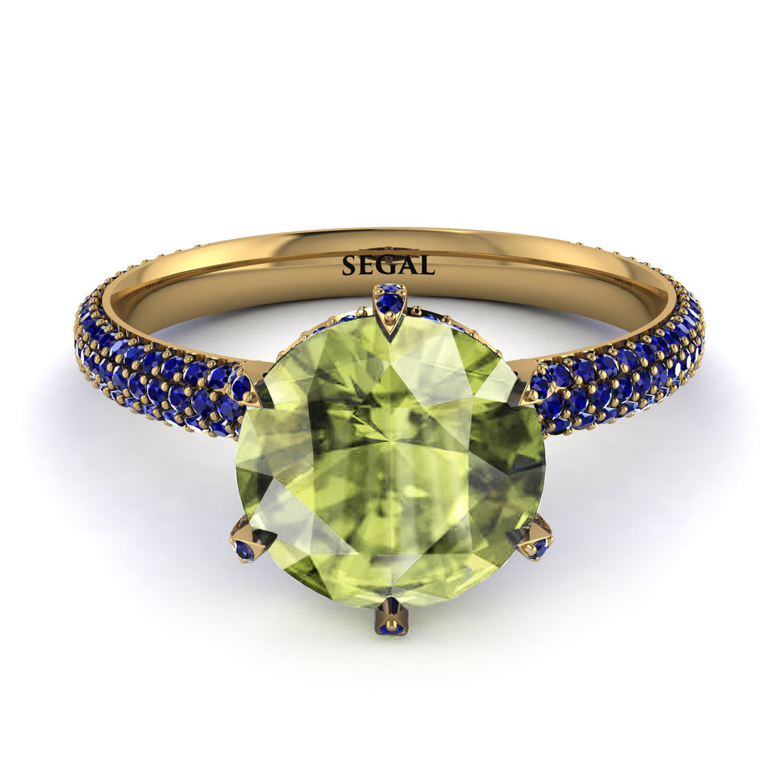 Hidden Halo Round Peridot Engagement Ring - Ashley No. 713