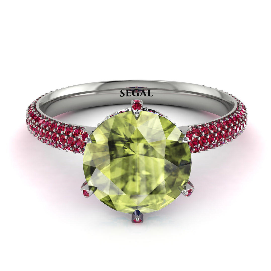 Hidden Halo Round Peridot Engagement Ring - Ashley No. 712