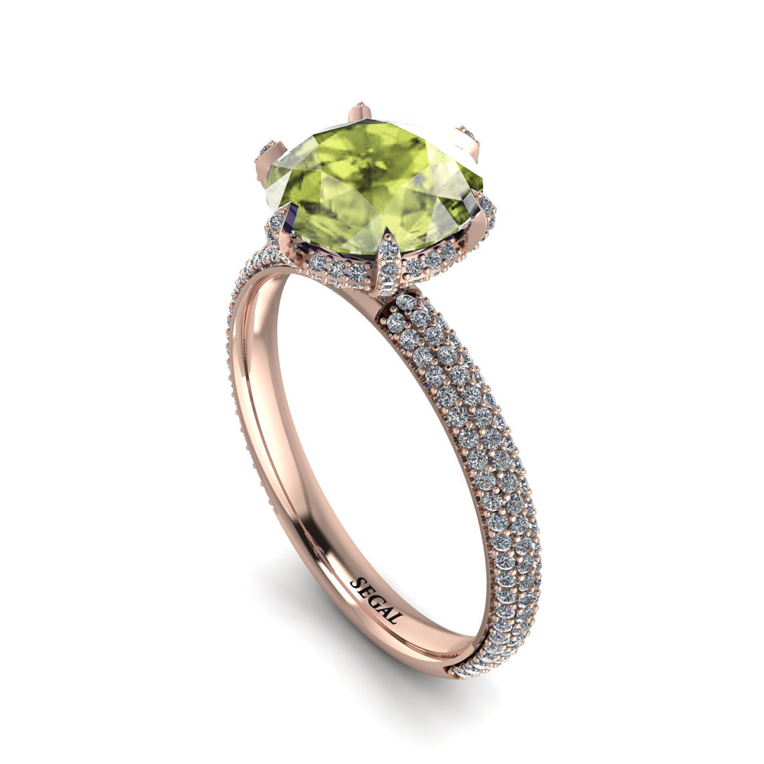 Hidden Halo Round Peridot Engagement Ring - Ashley No. 702