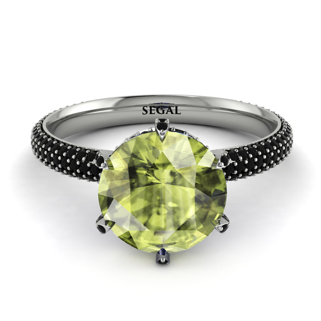 Hidden Halo Round Peridot Engagement Ring - Ashley No. 709