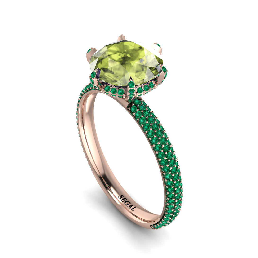 Hidden Halo Round Peridot Engagement Ring - Ashley No. 705