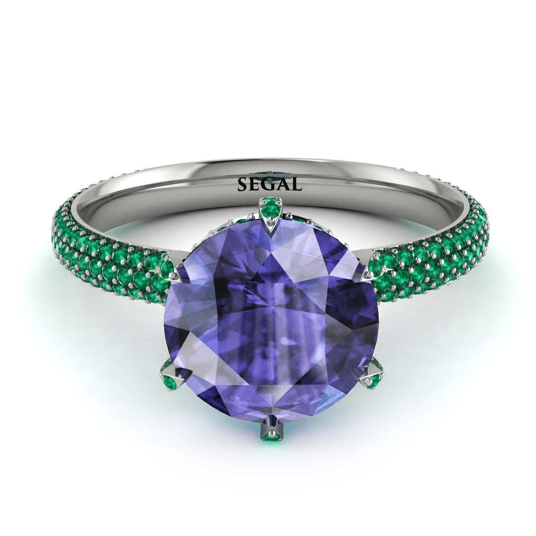 Hidden Halo Round Tanzanite Engagement Ring - Ashley No. 206
