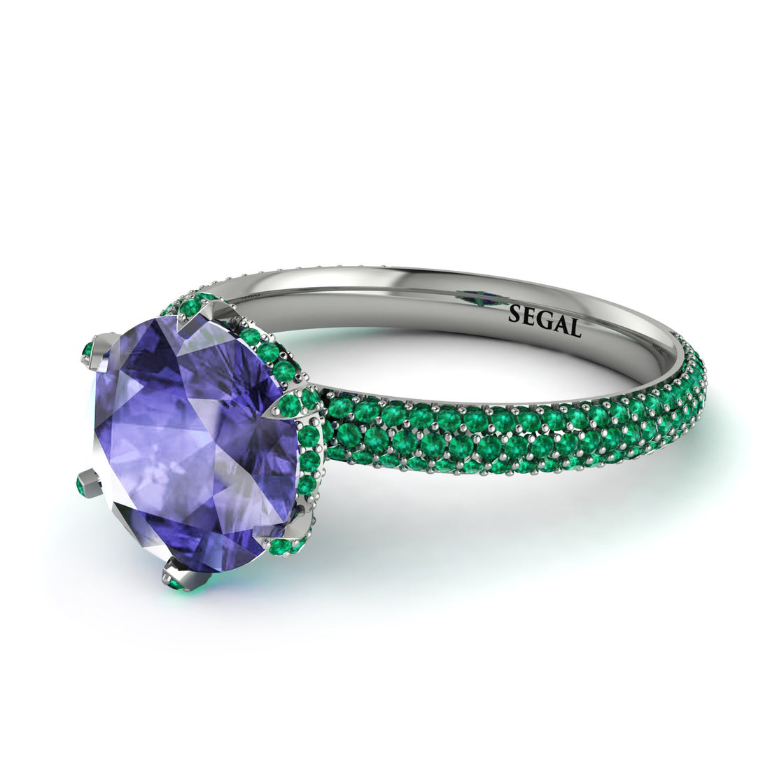 Hidden Halo Round Tanzanite Engagement Ring - Ashley No. 206
