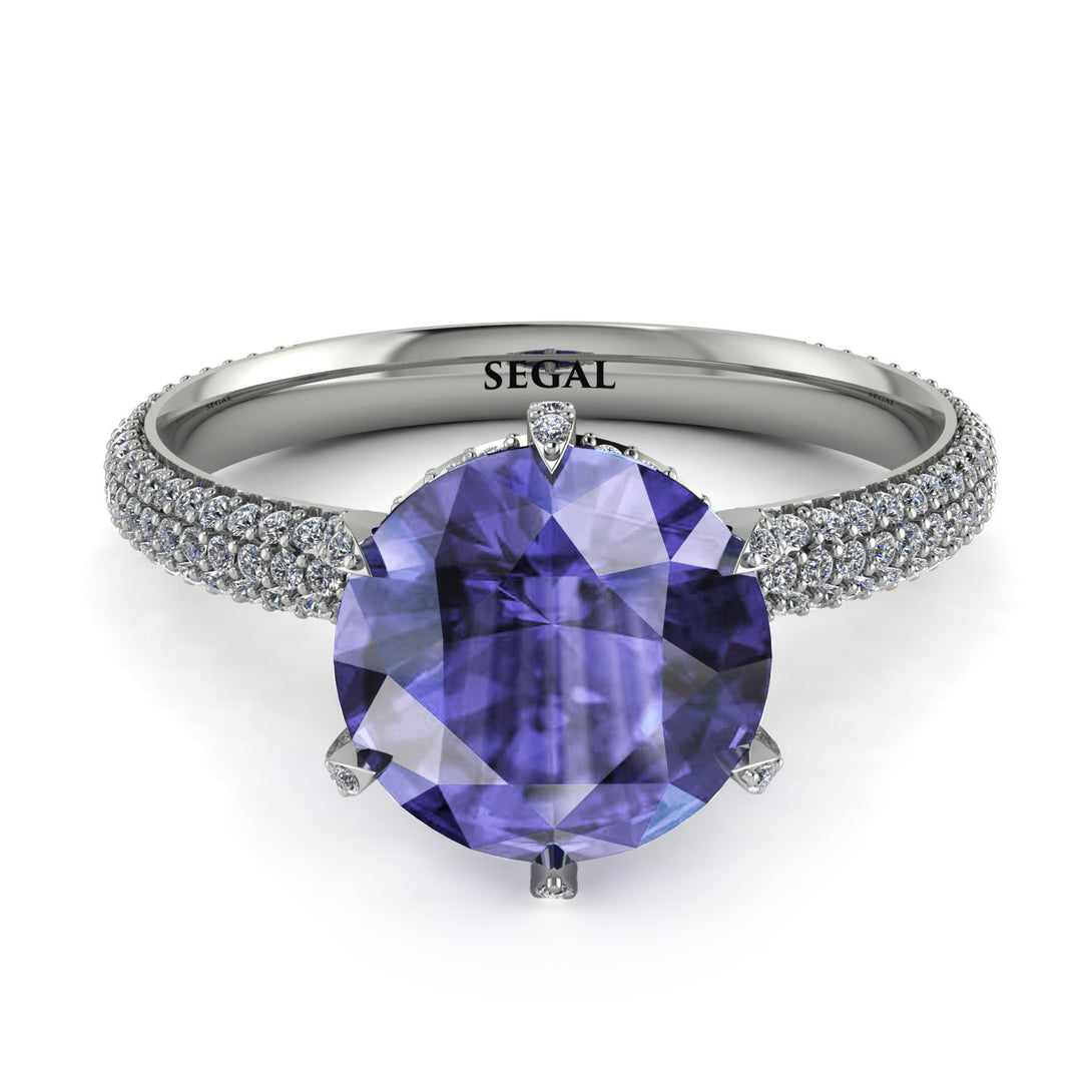 Hidden Halo Round Tanzanite Engagement Ring - Ashley No. 203