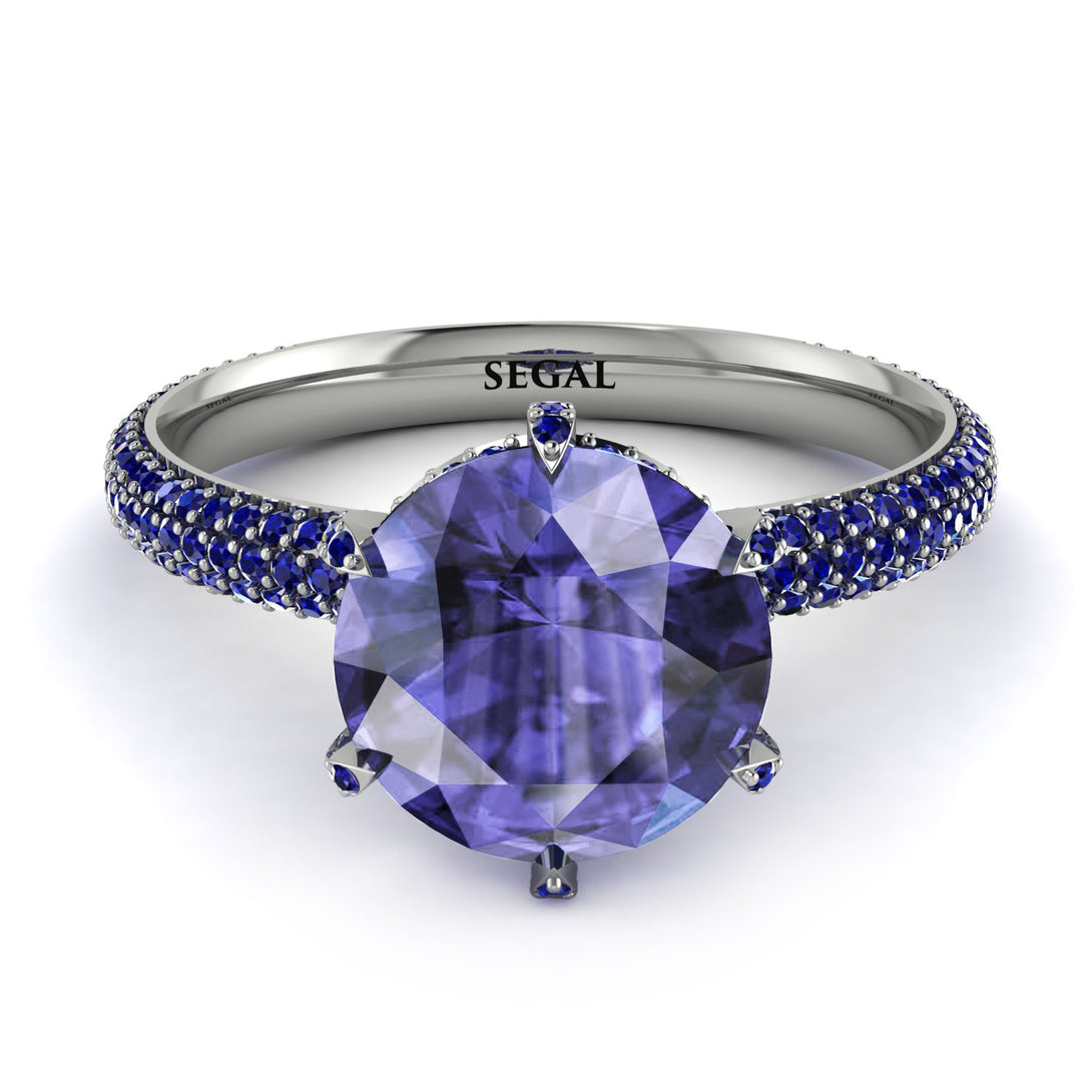 Hidden Halo Round Tanzanite Engagement Ring - Ashley No. 215