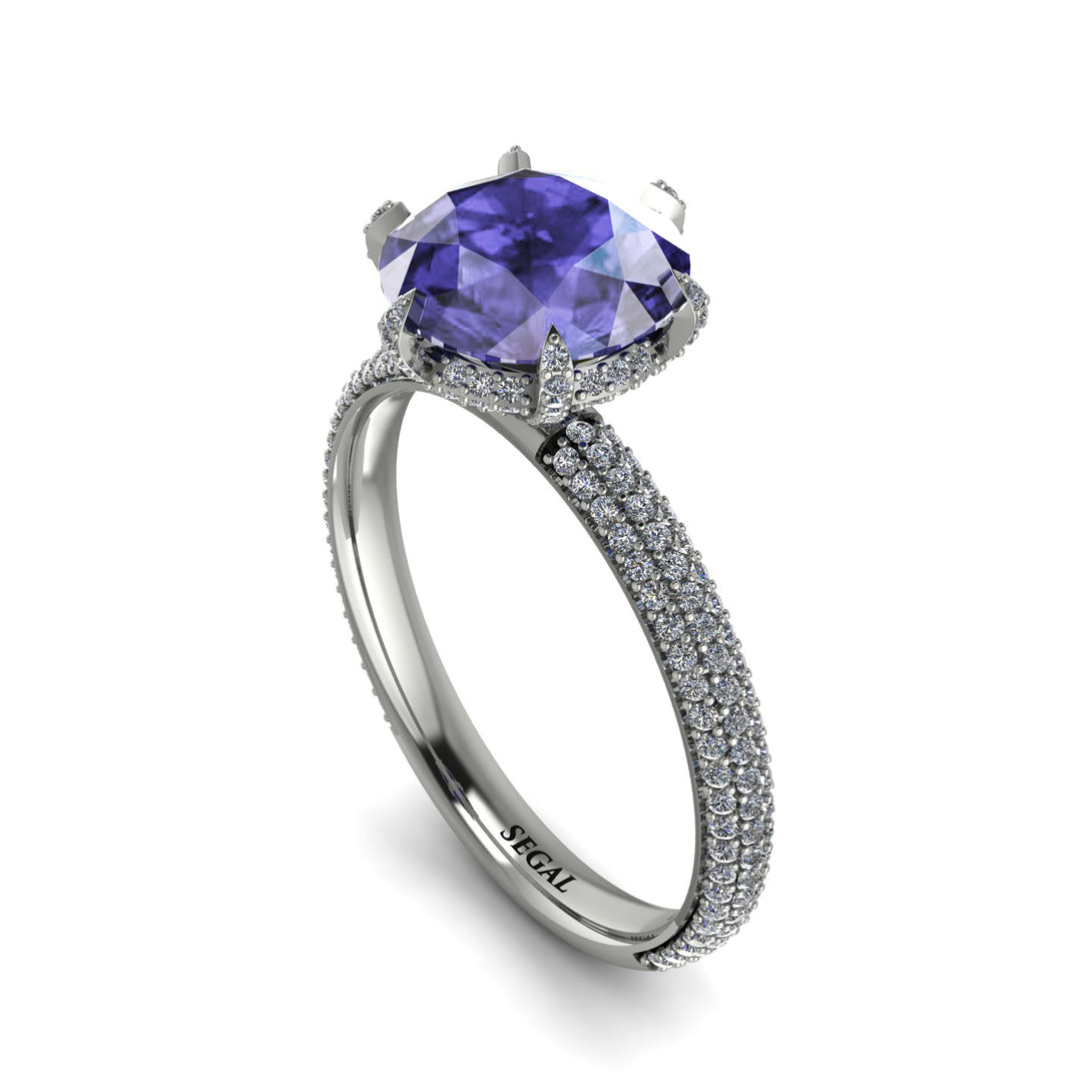 Hidden Halo Round Tanzanite Engagement Ring - Ashley No. 203
