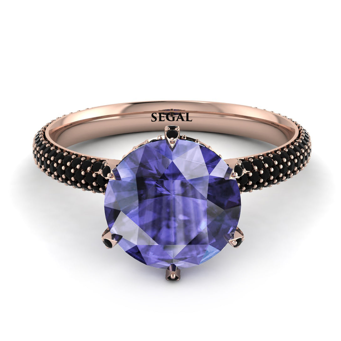 Hidden Halo Round Tanzanite Engagement Ring - Ashley No. 208