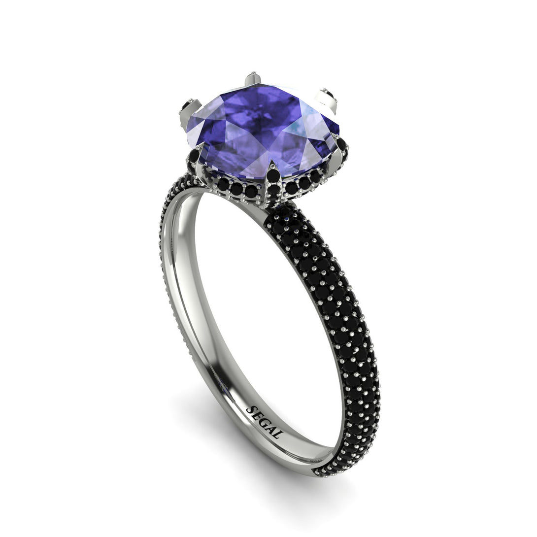 Hidden Halo Round Tanzanite Engagement Ring - Ashley No. 209