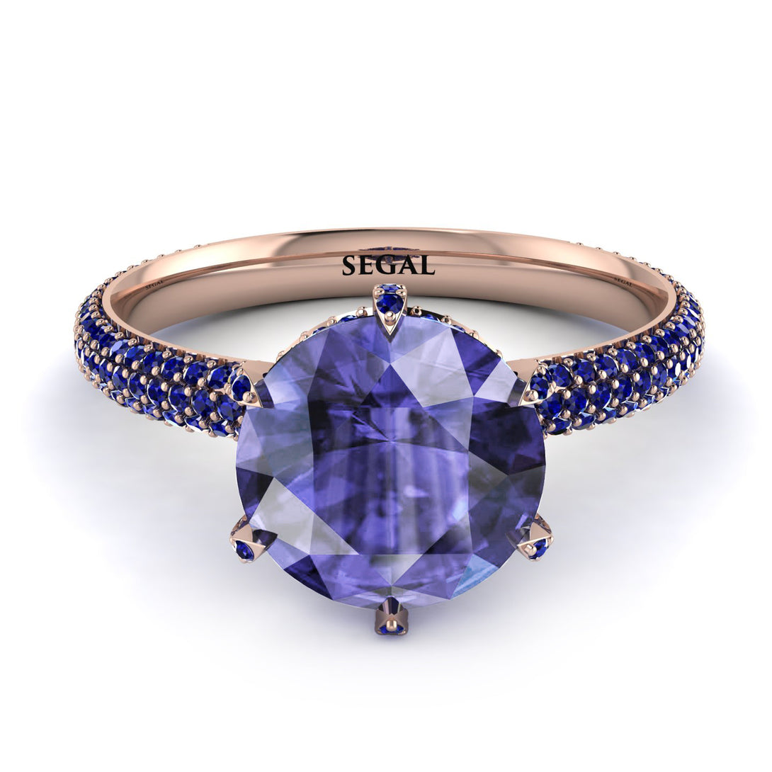 Hidden Halo Round Tanzanite Engagement Ring - Ashley No. 214
